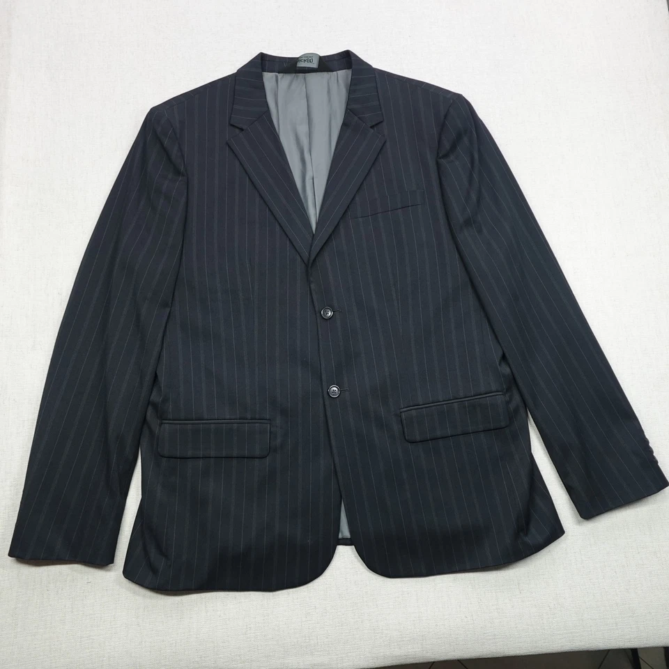 Nick(it) Suit Mens 2XL 42x30 Black Pinstripe Two Piece Blazer Pants XXL Formal - Image 2 of 4