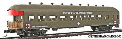 HO Scale US ARMY HOSPITAL & TROUP CARRIER CAR Model Power New in Box 99896