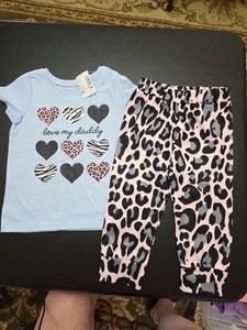 Girls New 2T Love My Daddy Tshirt And Matching Animal Print Pants