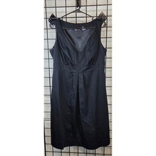 New York & Company Sleeveless V-Neck Empire Waist Little Black Dress 14 Cotton