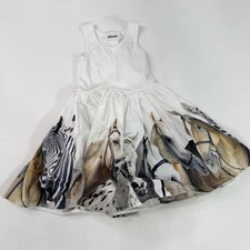 Molo Dress Girls 110 116 White Horse Stripe Sleeveless Tank Skirt Print
