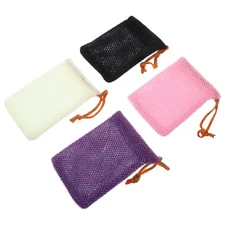 4 PCS Soap Pouch for Shower African Exfoliating Mesh Net Nylon Washcloth