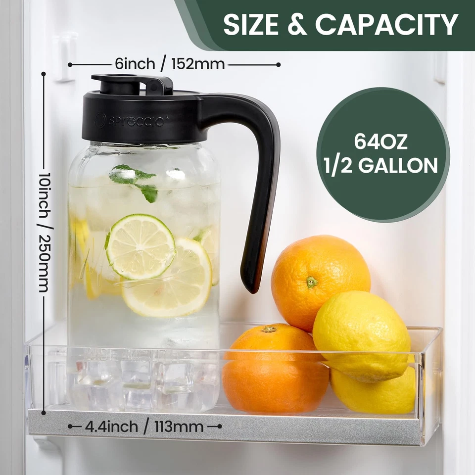 Кувшин Mason Jar - герметичный и герметичный стеклянный кувшин с крышкой [комплект из 2], Pe... - Изображение 3 из 4