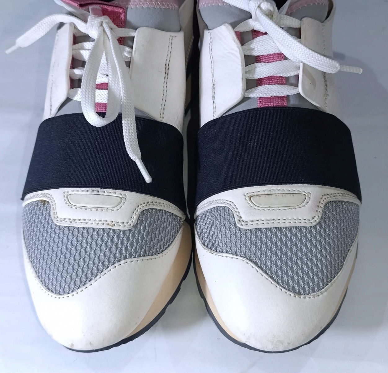 BALANCIAGA MULTICOLOR MESH AND LEATHER LOW TOP RACE RUNNER SNEAKERS SIZE 37 image 2