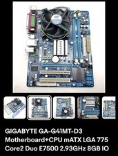 GIGABYTE GA-G41MT-D3 Motherboard+CPU mATX LGA 775 Core2 Duo E7500 2.93GHz 8GB IO