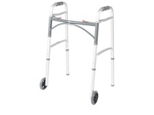 Drive Medical Two-Button Folding Walker w/ Wheels Lightweight Rolling Mobility
