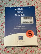 Modern House Number 5 White 6 Inch ABS Floating Flush Mount NEW