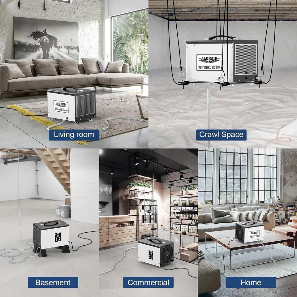 ALORAIR 70PPD Deshumidificador de Espacio de Rastreo WIFI Almacén de Sótano 1000 pies cuadrados con Bomba Foto 2 de 4