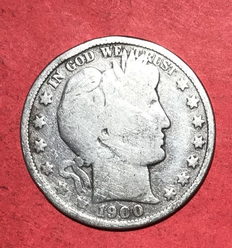 1900 US Barber SILVER Half Dollar "Philadelphia" Mint! Good Details! Old US Coin