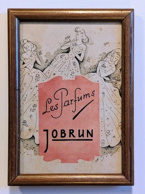 Jobrun - Les Parfums - Historische Werbung in einem Stellrahmen - um 1920 (?) 