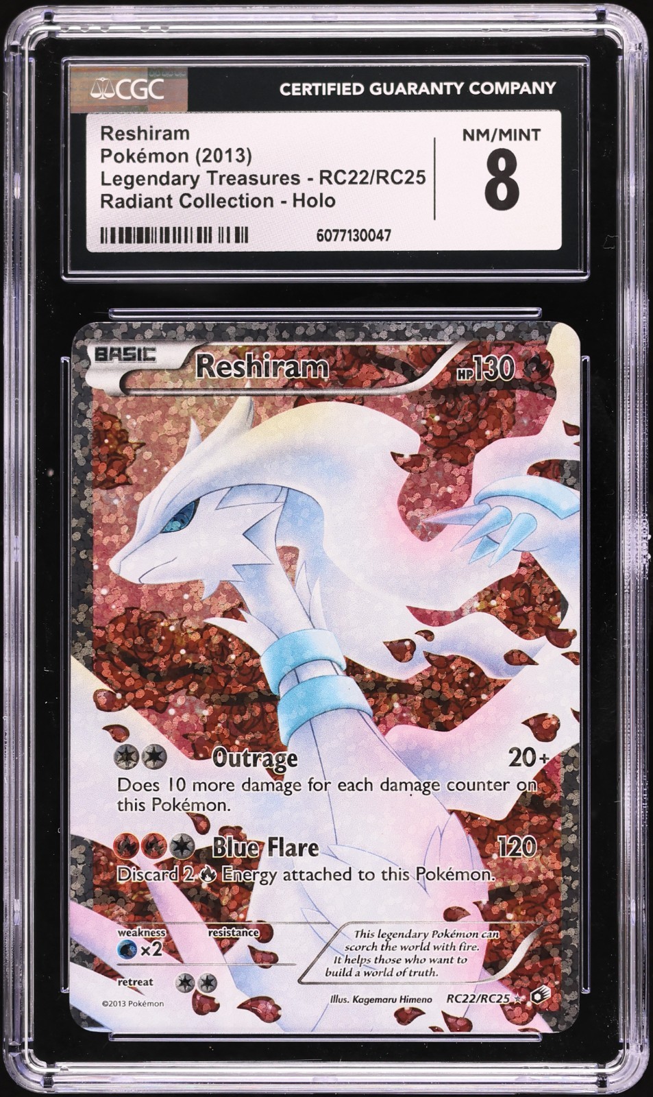 CGC 8 Reshiram Legendary Treasures RC22/RC25 Radiant Collection Pokemon Card