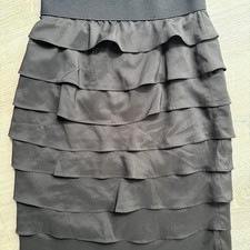 Alfani Black Tiered Ruffle Skirt Size 6 Back Zipper Mini Knee Length Stretch