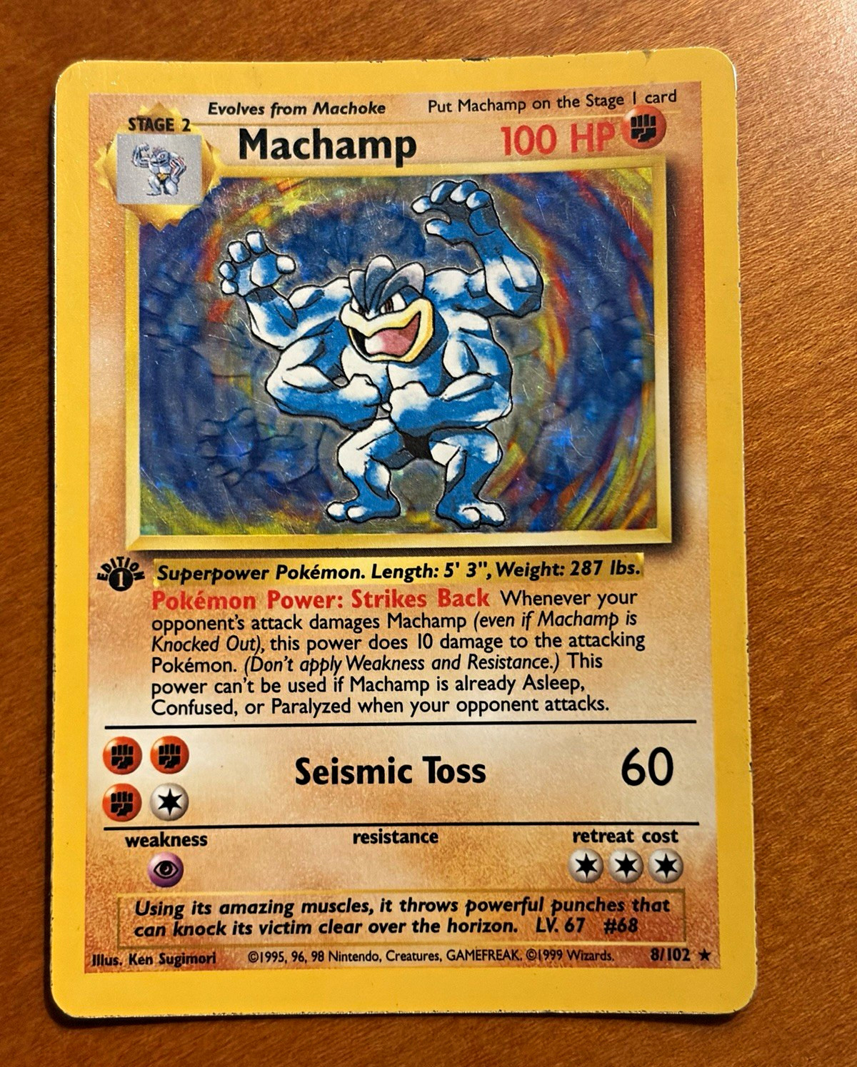 Machamp 8/102 Holo Rare 100 HP Stage 2 EN 1999 Base Set Wizards of the Coast