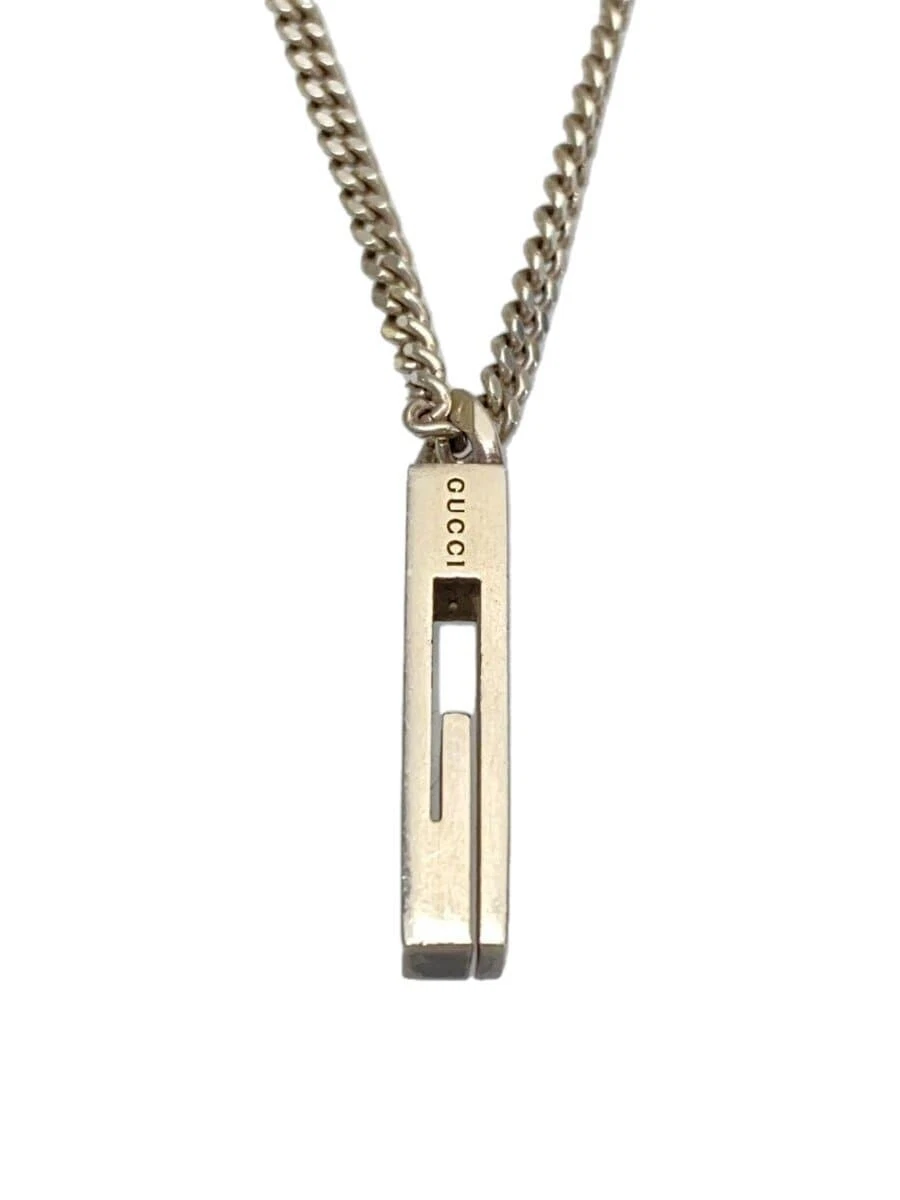 Collier étiquette plaque motif GUCCI G SV925 haut argent oui homme