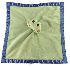 Green Frog Baby Security Blanket Lovey Rattle Satin Blue Trim By Baby Essentials