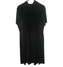 Susan Graver Style Women's L Black Velvet Short Sleeve Mockneck Dress