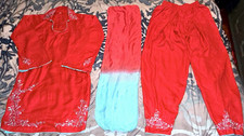 Women s Red & Turquoise Salwar Kameez 3-Piece...