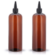 2 Pack 16 Ounce Applicator Bottle for Hair Squeeze Bottle, Brown
