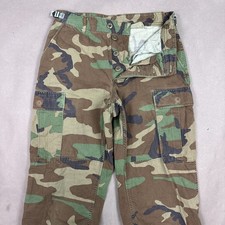 Vintage Military Pants Mens 30x28 Green Camo Cargo Utility Faded Baggy Army USGI