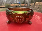 Fenton Purple Carnival Glass Fernery Bowl / Grape & Cable  / Heavy Iridization
