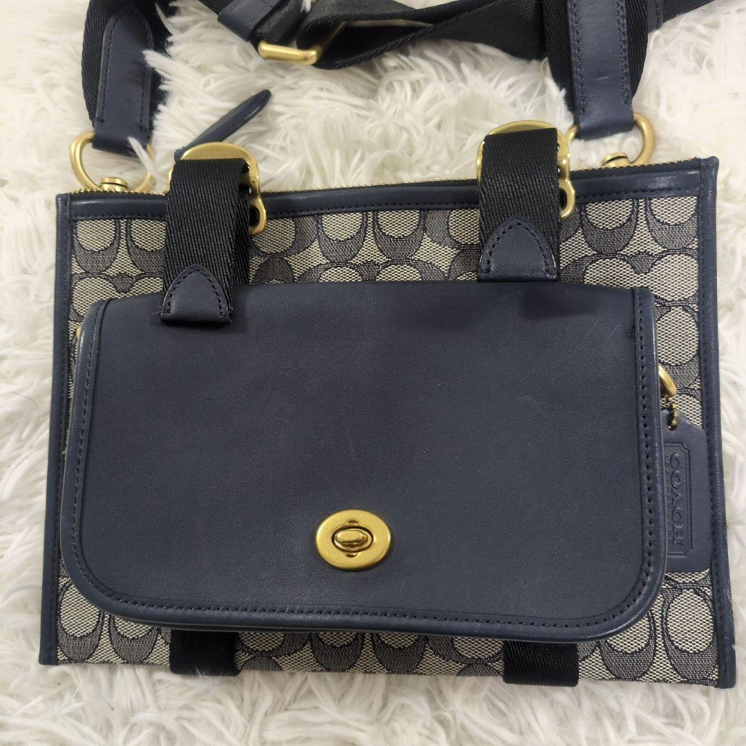 Coach Signature Shoulder Bag Canvas Navy Authentic G0204590 thumbnail 2