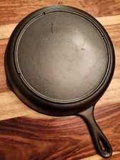 Vintage Lodge Cast Iron Skillet #7, 3-notch, Cleaned & Seasoned