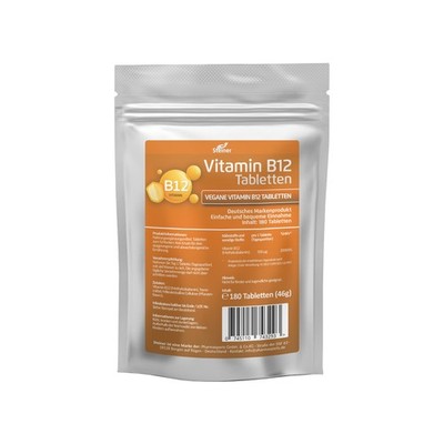 Vitamin B12 | 180 Tabletten rein pflanzlich Methylcobalamin hochdosiert | vegan