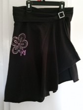 EverGirl Y2K Skirt Youth Medium 10/12 Hi Lo Sequin Flower Faux Wraparound