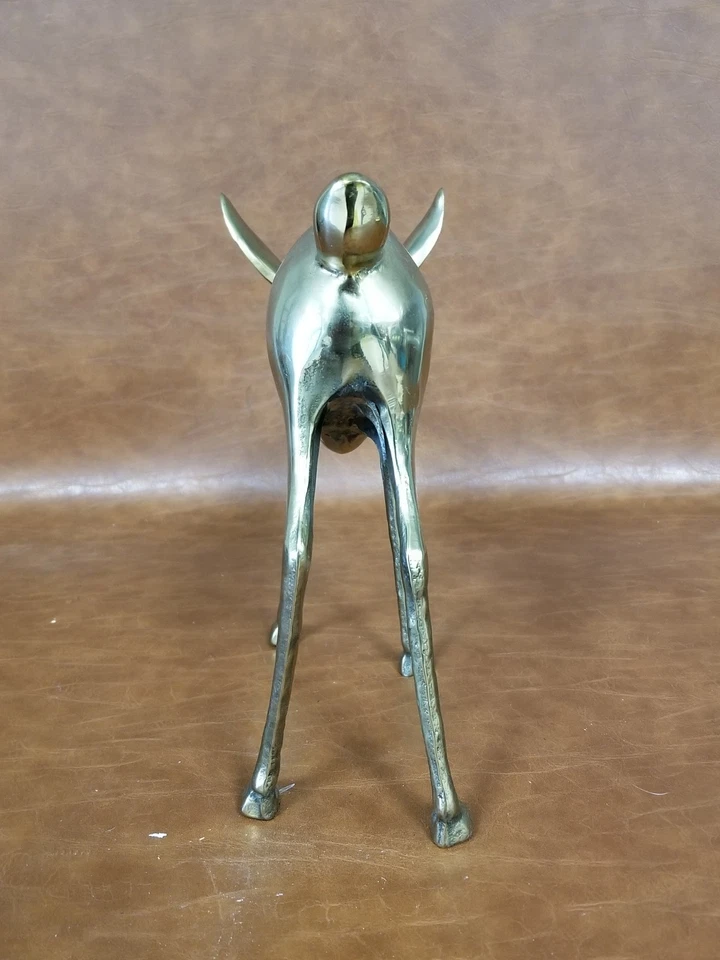 Escultura vintage MCM 8,5" de altura bronze maciço veado fawn bambi - Imagem 3 de 4