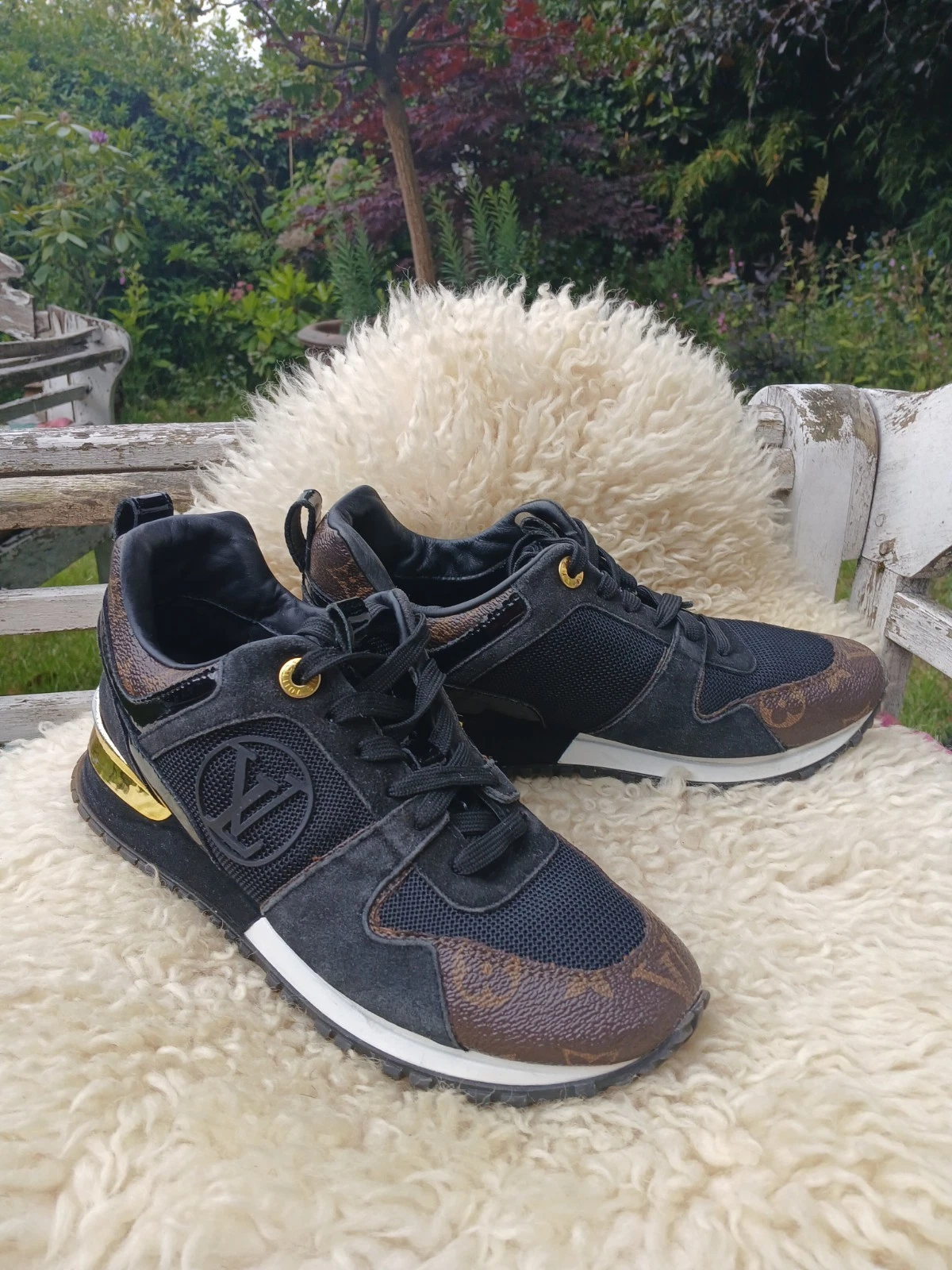 LOUIS VUITTON TRAINER LOUIS VUITTON DONNA RUN AWAY scarpe da ginnastica nere monogram mesh EU 35 UK 3