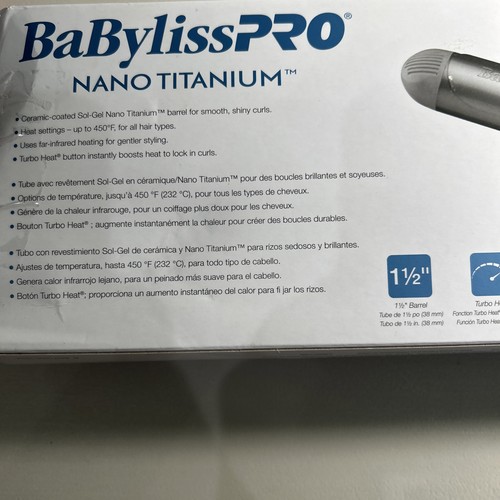 BaBylissPRO Nano Titanium 1½" Spring Curling Iron Blue/Grey (51131) New - Picture 8 of 9