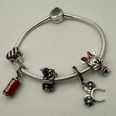 Pandora Disney Minnie Armband 19 cm Coke USA Travel Charm S925 ALE