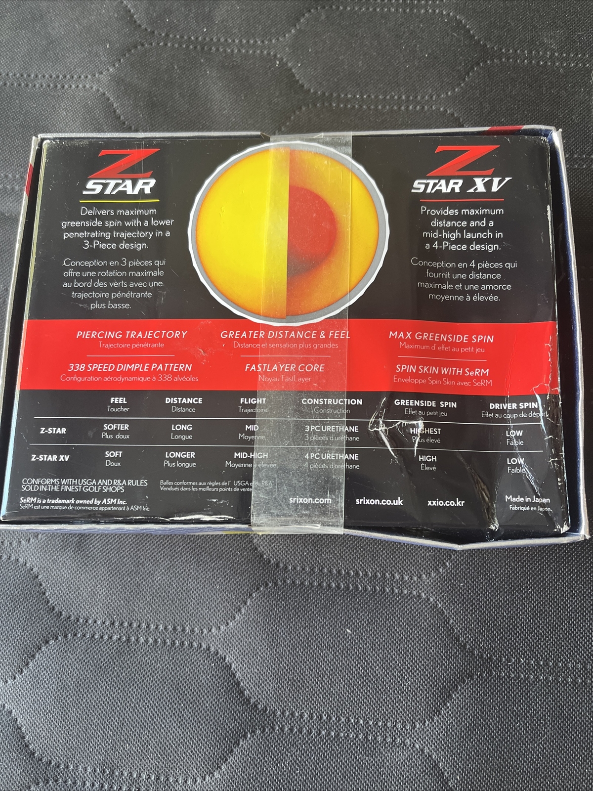 Srixon Z Star XV Divide White Yellow Golf Balls - One Dozen New 2022 Model