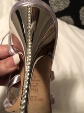 JIMMY CHOO Crystal Lavendar Purple Metallic Strappy Sandals Heels 40 10 Bridal