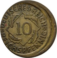 Deutsches Reich 10 Reichspfennig 1936 D Fehlpr&auml;gung 4 g   Original M&uuml;nze #PAL241