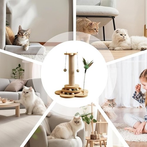 Durable Cat Climbing Tree Tall Sisal Scratching Post with Toy Ball & Spinner - Picture 7 of 8