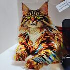 Multi-Color Acrylic Maine Coon Cat Suncatcher 8"w X 8" h w/Chain.