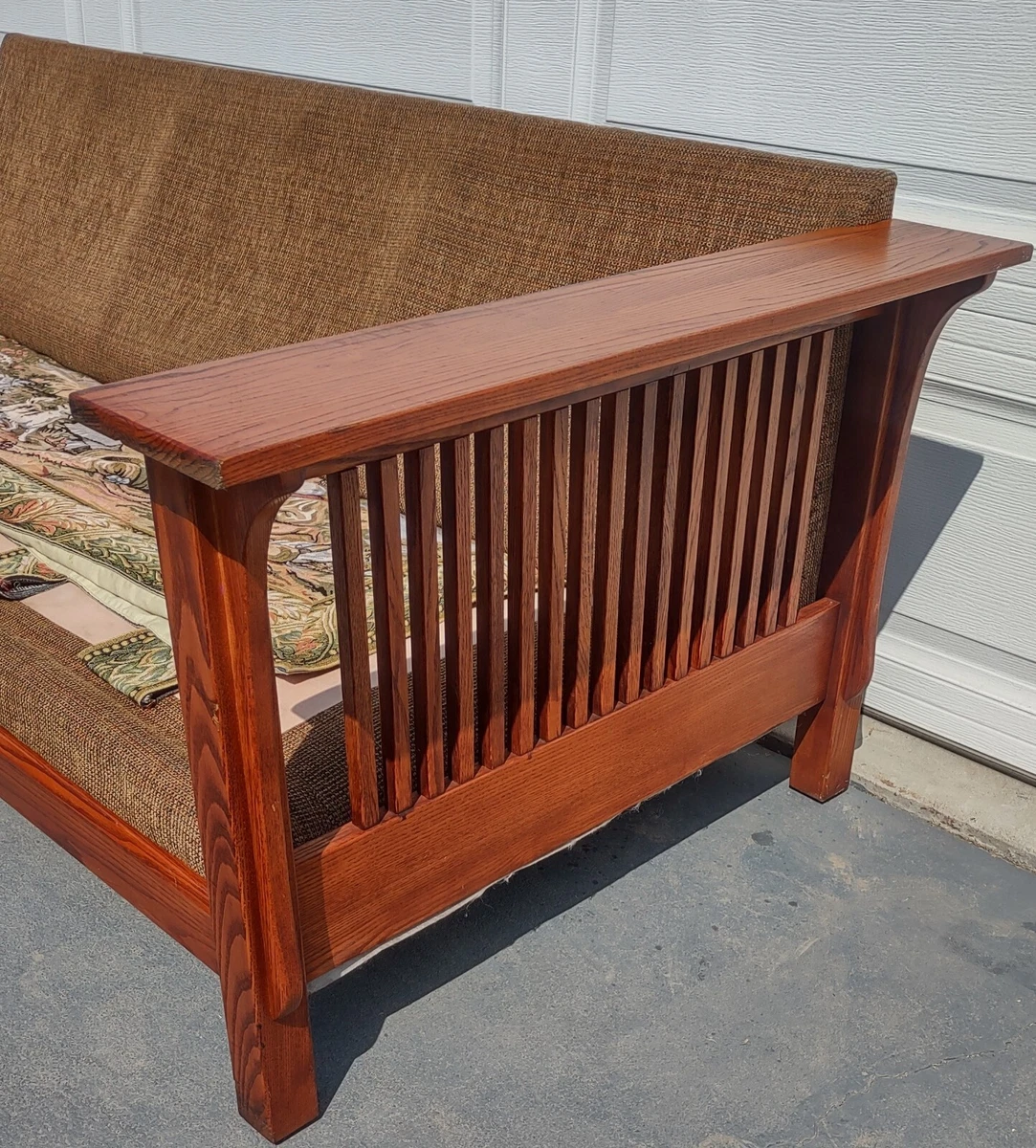 Vintage Bassett Mission Style Sofa Restore Project No Cushions Good Condtn