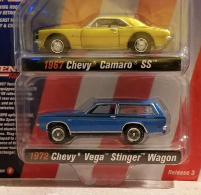 #ad Johnny Lightning 1967 Chevy Camaro SS 1972 Chevy Vega Stinger 1:64 Diecast Cars $19.32