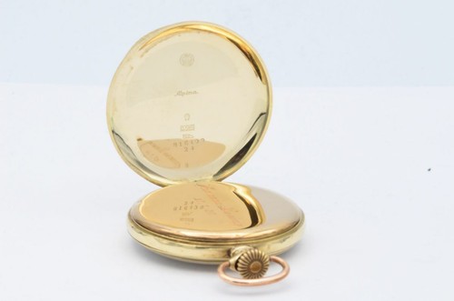 Alpina Vintage Pocket Watch 14k 585 Solid Gold Hand Wound Rar 1 25 32in 65 Size Ebay