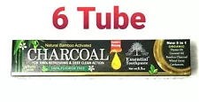6 Tube Bamboo CHARCOAL Toothpaste By Essential Palace 5 in 1, 100% Fluoride Free
