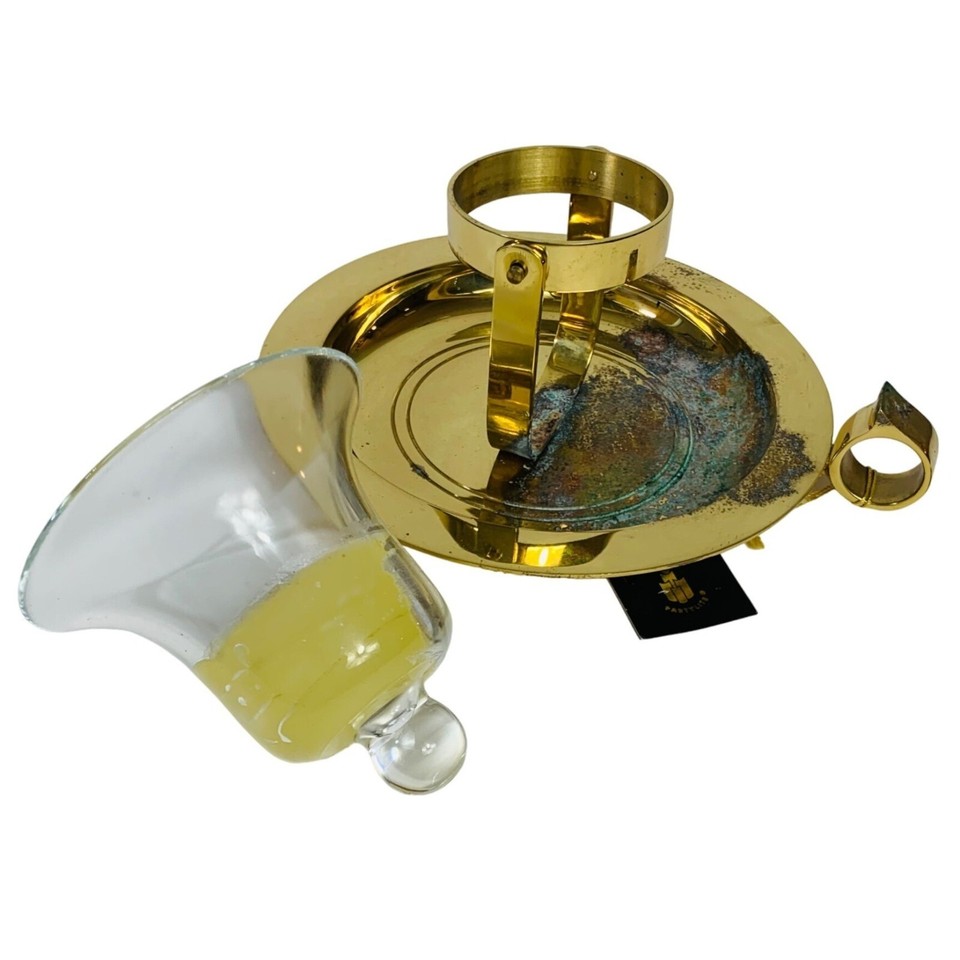 Partylite Brass Gimbal Candle Holder Nautical Patina Wall Sconce Table