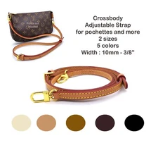 Thin Adjustable Vachetta Crossbody Leather Strap for pochette accessoires bags