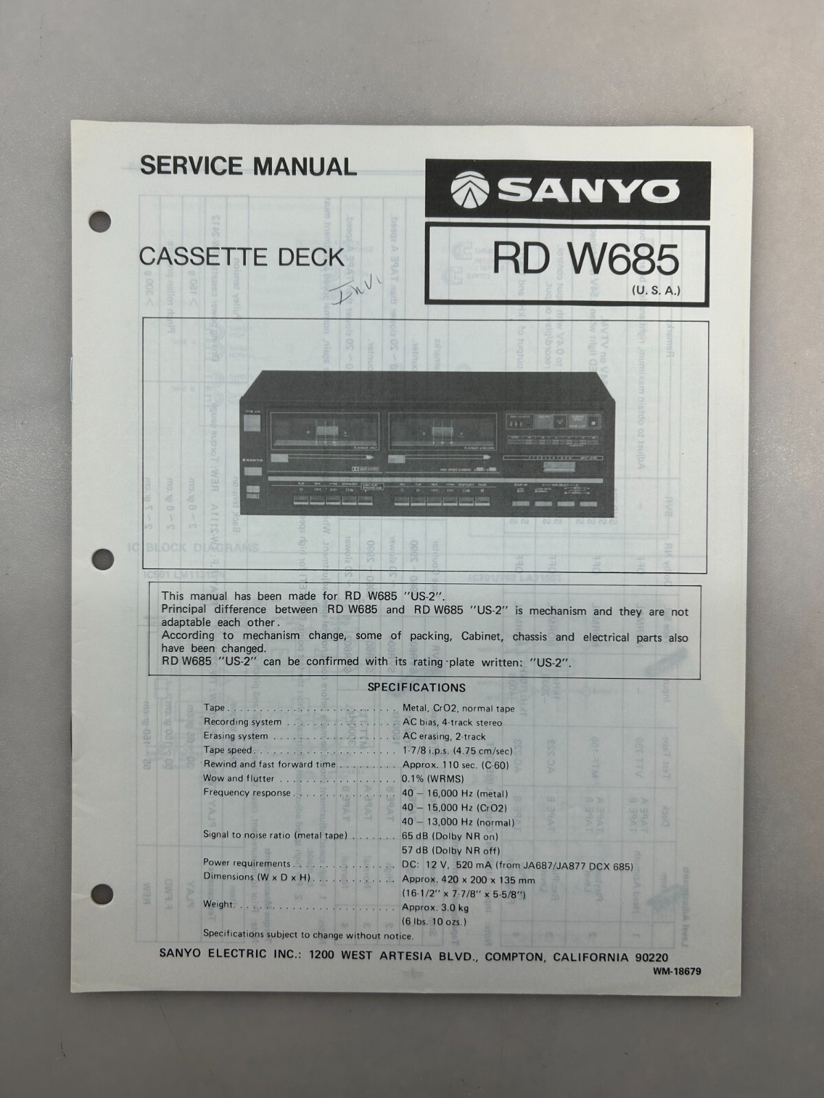 Sanyo RD-W685 vintage audio equipment - eBay listing photo 3
