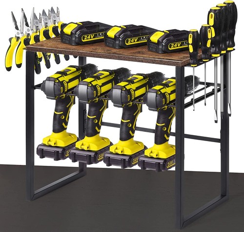 Power Tool Organizer with 4 Drill Holder Workshop Cordless Tool Men Utility Rack