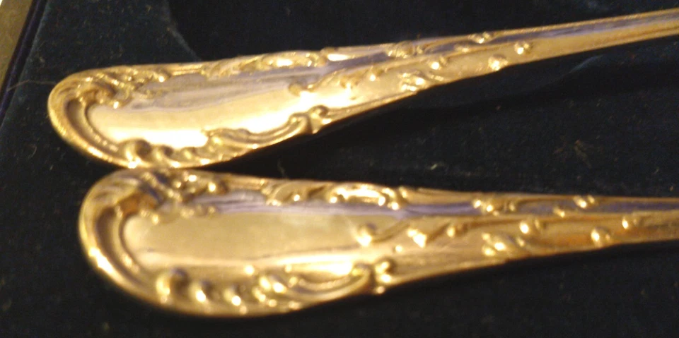 Cucharas de bayas antiguas inteligentes placa de plata en caja sin usar C1910 Foto 4 de 4