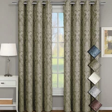 Blair Top Grommet Jacquard Window Curtain Panel 100% Polyester Set Of 2 Panels