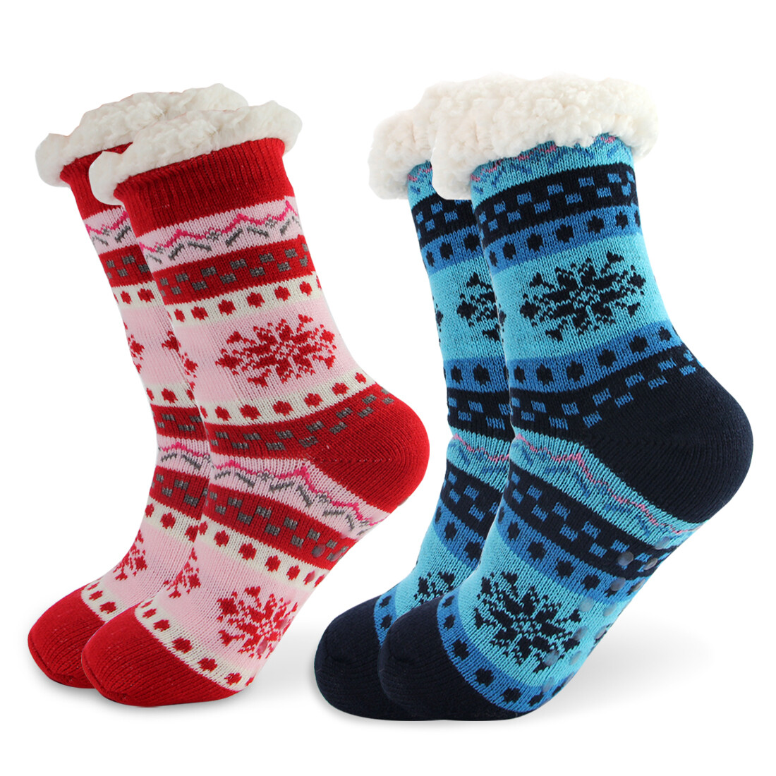 Women Thermal Cozy Fuzzy Sherpa Slipper Socks Fleece Christmas NonSkid