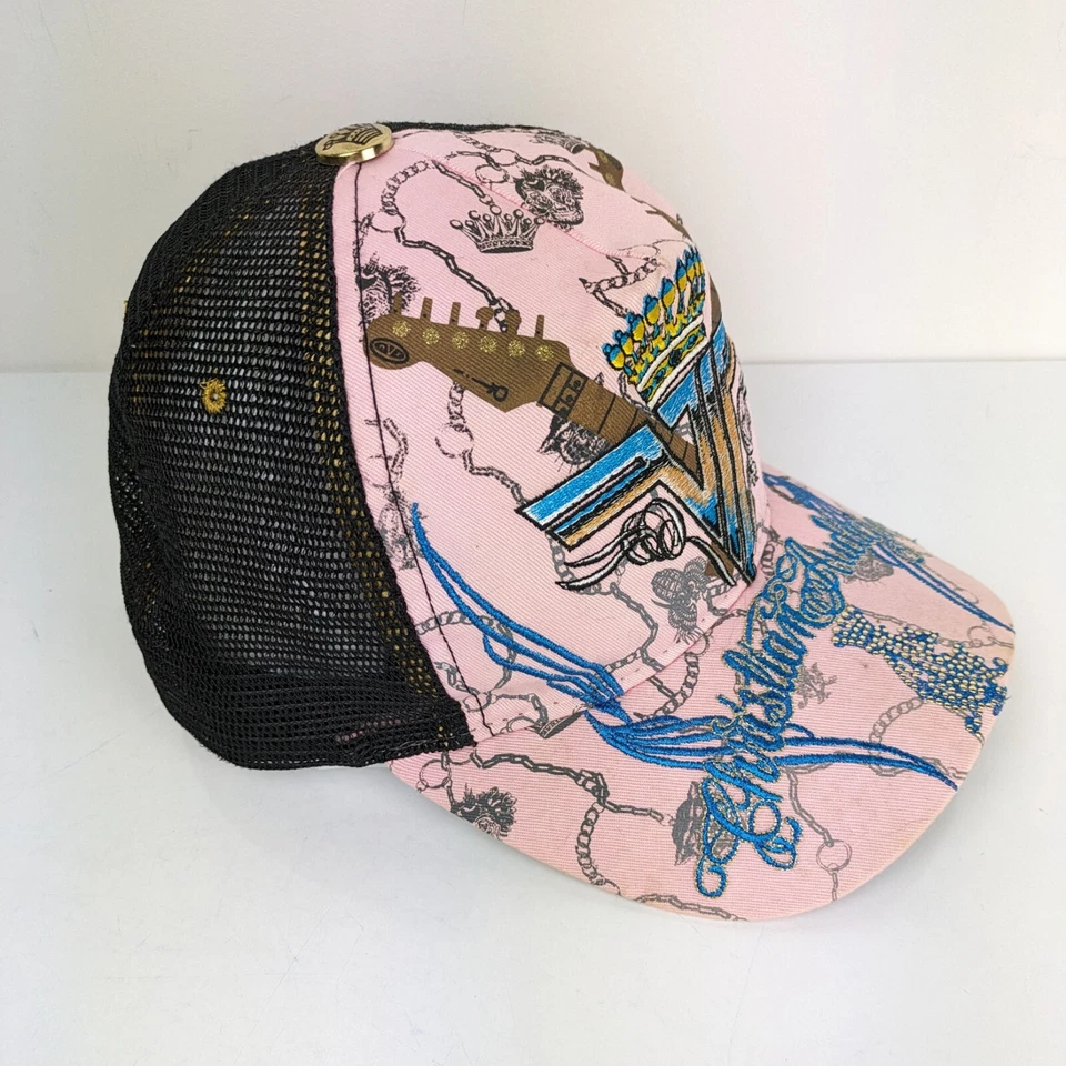 DE COLECCIÓN Christian Audigier Sombrero Oro Rosa Adulto Snapback Bordado Camionero Foto 2 de 4