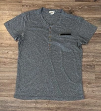 Diesel Men's SS Heather Gray Cotton Blend Pocket Henley - L Read! 